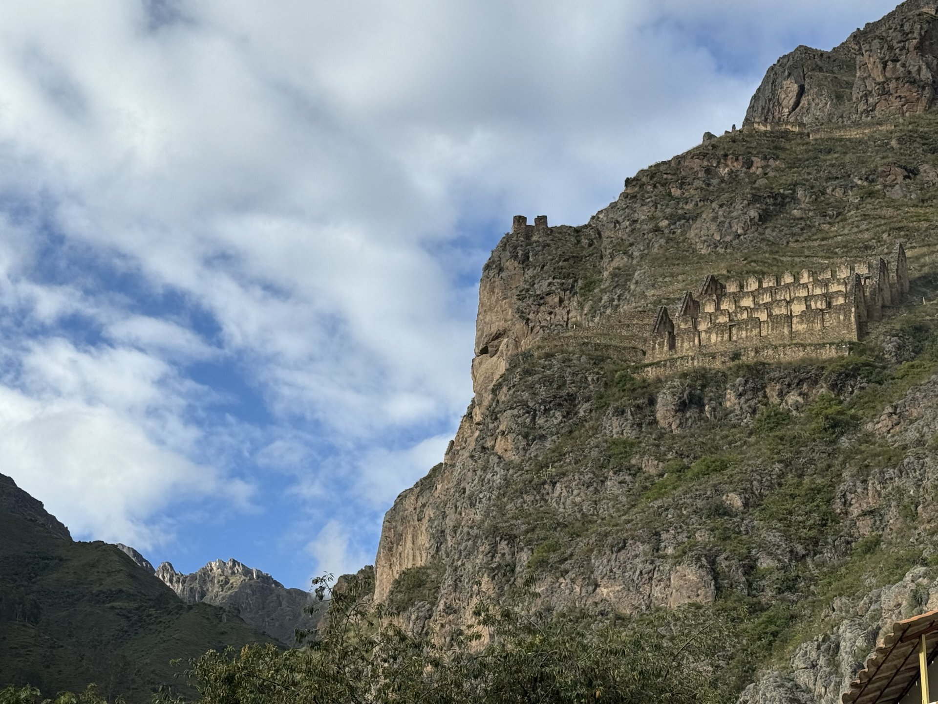 Ollantaytambo Mountainside Inca Ruins view from yard